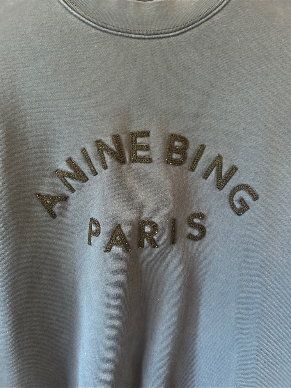 Anine Bing Jaci Sweatshirt Paris in Washed Navy Blue, Size Small - Picture 5 of 6